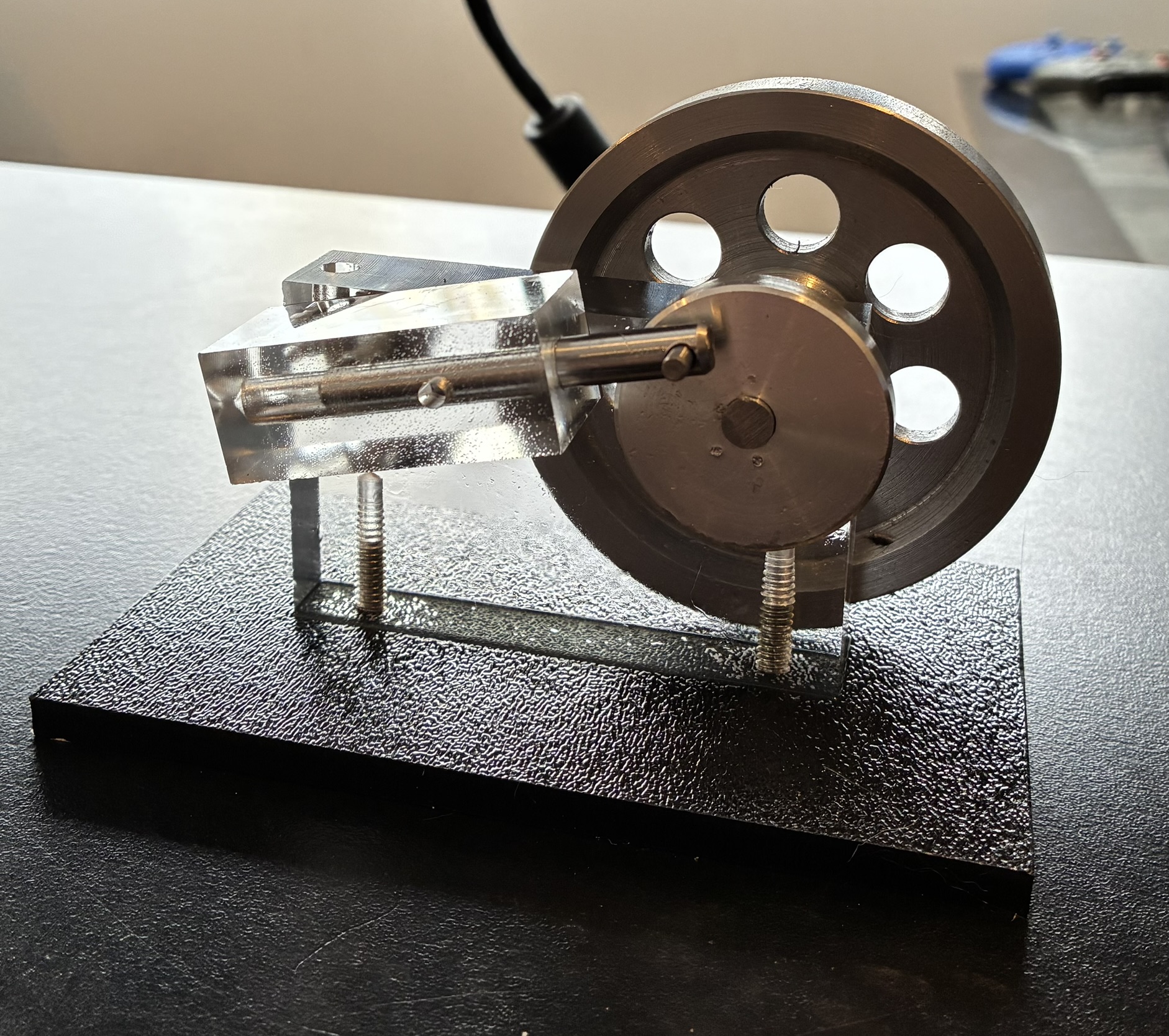 The finished machined flywheel engine